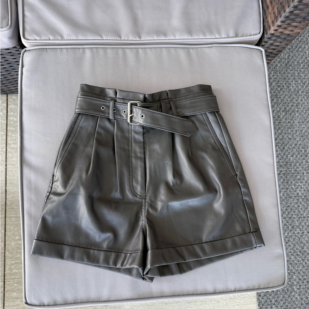 Express Leather belted shorts